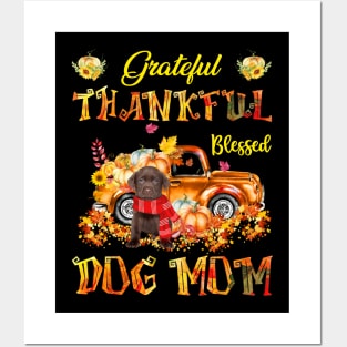 Chocolate Labrador Pumpkin Thankful Grateful Blessed Dog Mom Posters and Art